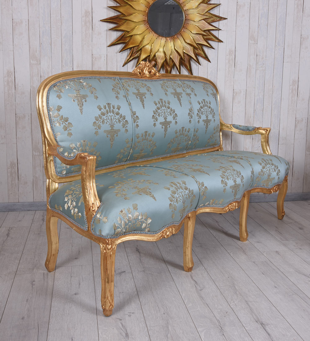 SITZGRUPPE BAROCK SALONGARNITUR SOFA & ZWEI SESSEL TISCH