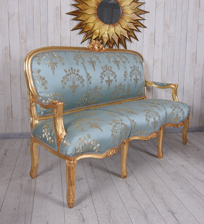 SITZGRUPPE BAROCK SALONGARNITUR SOFA & ZWEI SESSEL TISCH