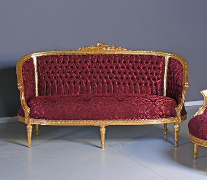 SITZGRUPPE BAROCK SALONGARNITUR SOFA & ZWEI SESSEL TISCH MARMOR