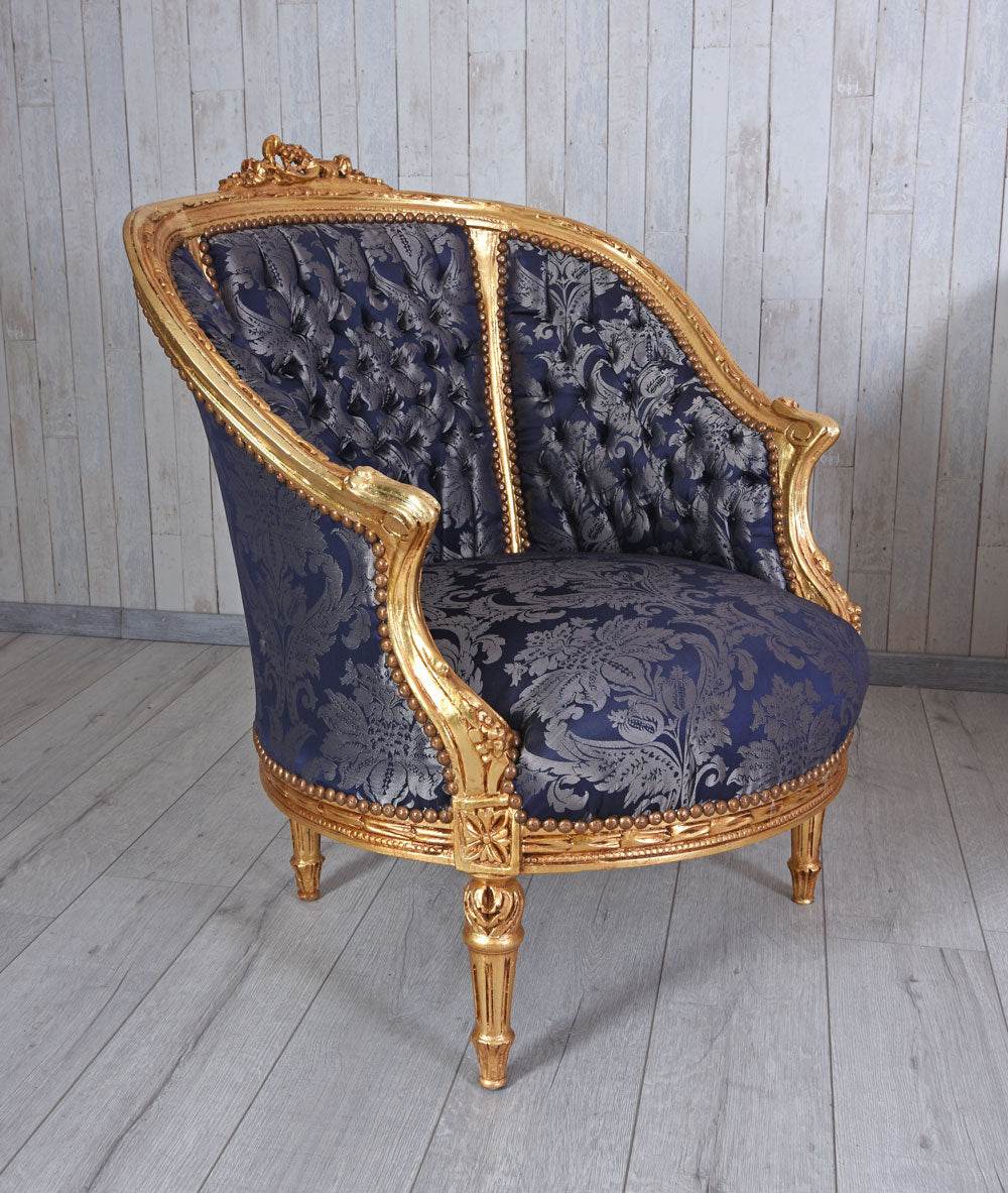 Sitzgarnitur 4-teilig Sitzgruppe Barock Sofa 2 Sessel Couchtisch Marmortisch - Palo24