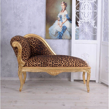 ROMANTISCHES SOFA OTTOMANE LANDHAUSSTIL SHABBY GOLD LEOPARD - Palo24