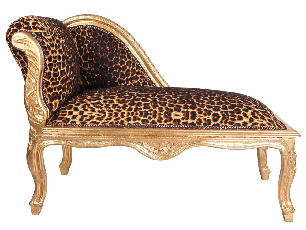DIVANO ROMANTICO OTTOMANO STILE COUNTRY SHABBY LEOPARDO ORO