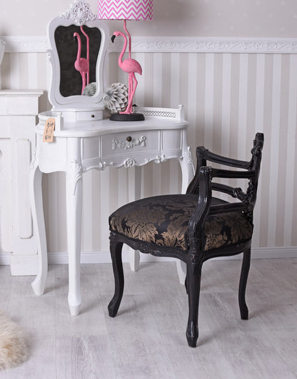 CHAISE D'ANGLE CHAISE BAROQUE FAUTEUIL CHAISE REMBOURRÉE ANTIQUE NOIR OR