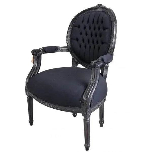 BAROCK SESSEL IM SHABBY CHIC VINTAGE STIL SCHWARZ/DUNKELGRAU - Palo24