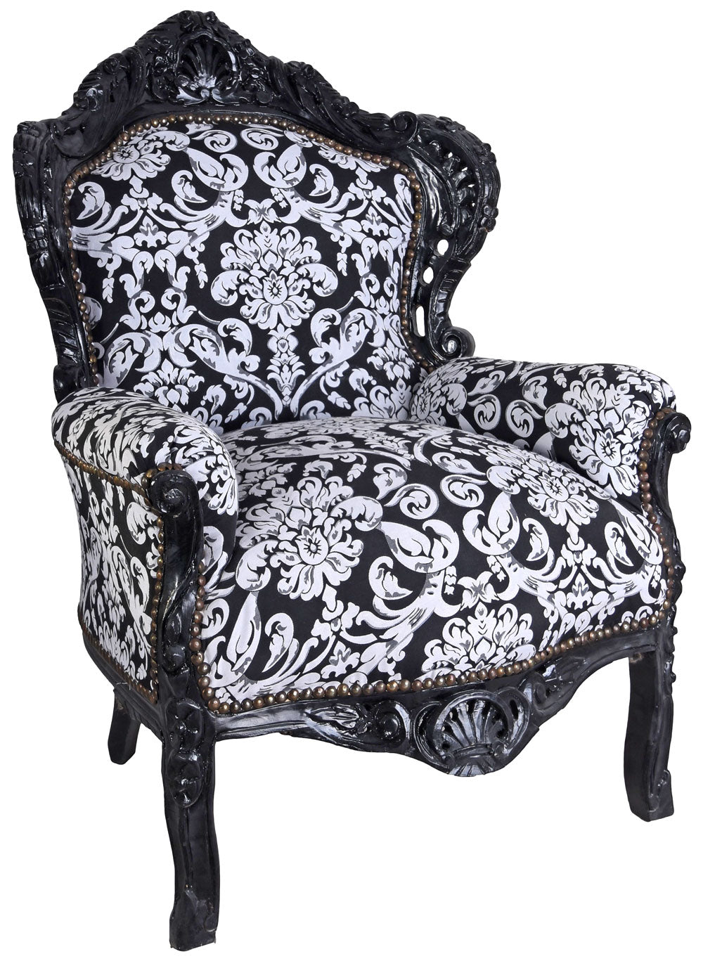 FAUTEUIL XXL BAROQUE NOIR BLANC