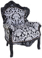 FAUTEUIL XXL BAROQUE NOIR BLANC