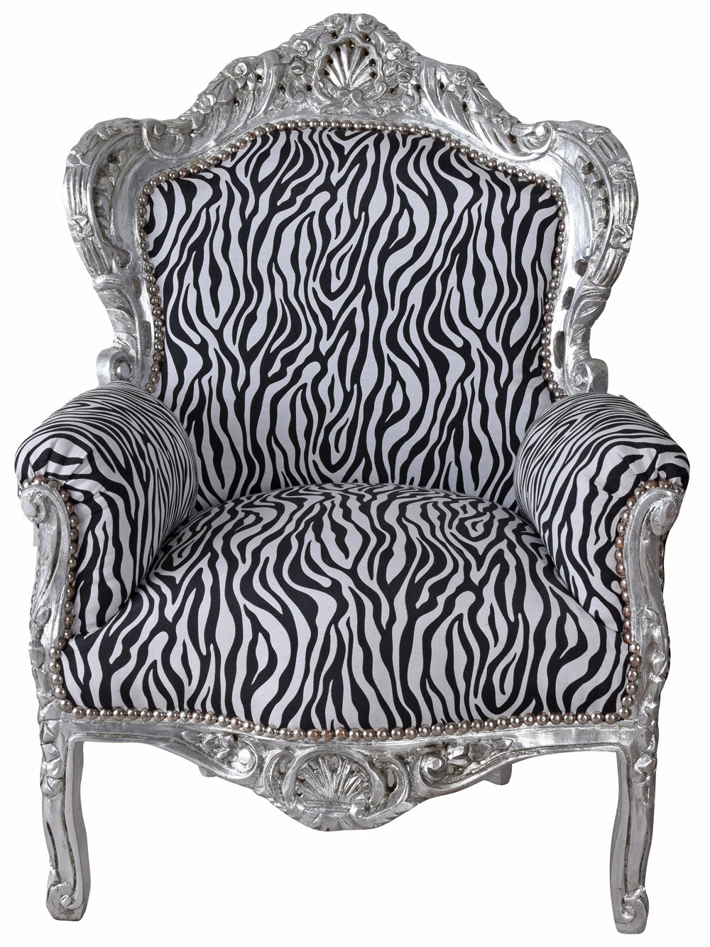 FAUTEUIL XXL BAROQUE ZÈBRE ARGENT