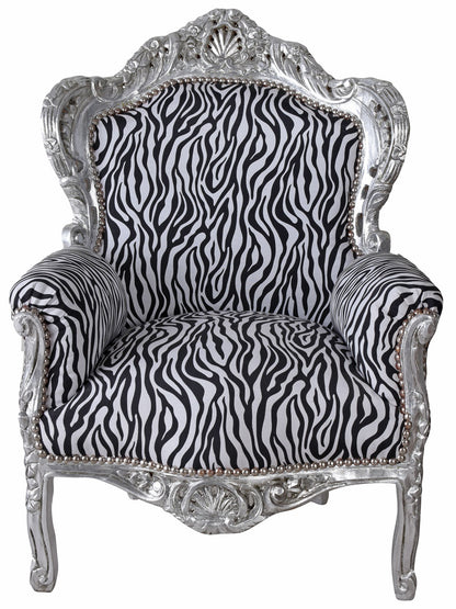 FAUTEUIL XXL BAROQUE ZÈBRE ARGENT