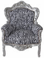 FAUTEUIL XXL BAROQUE ZÈBRE ARGENT