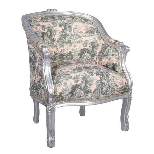 BERGERE EN CONFESSIONAL BAROCK SESSEL SILBER ROCOCO ROSA - Palo24