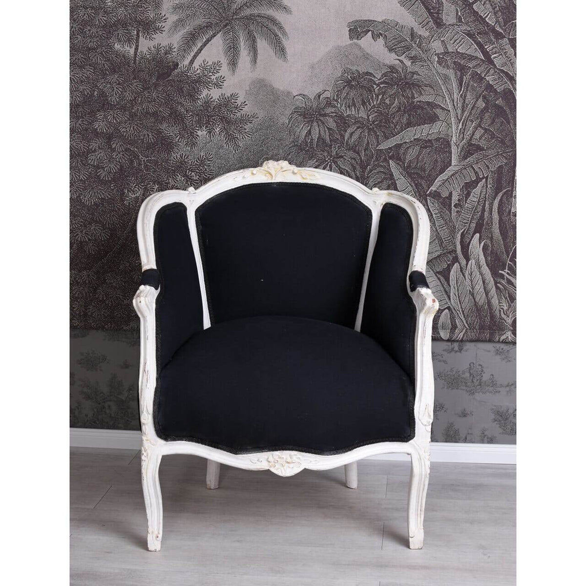 ROKOKO SESSEL BERGÈRE EN CONFESSIONAL LOUIS XV SCHWARZ - Palo24
