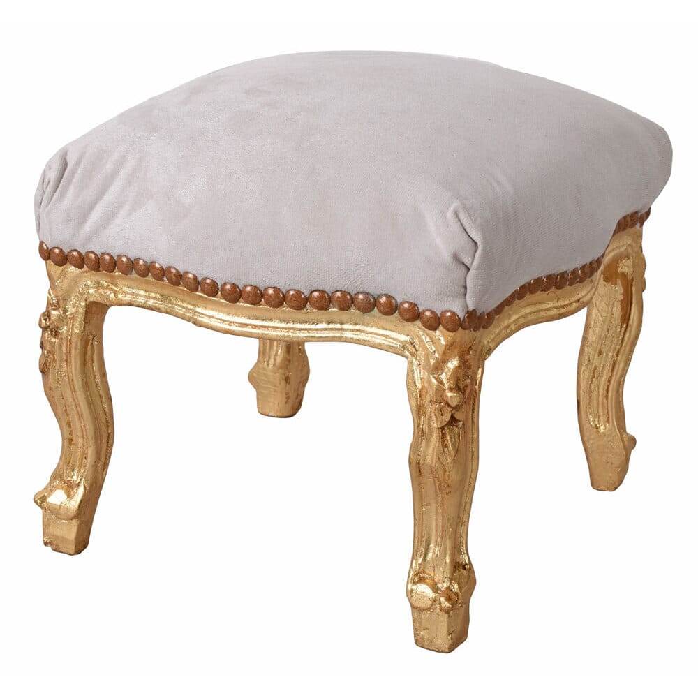 FUSSSCHEMEL BAROCK FUSSHOCKER ANTIK GOLD HELLGRAU - Palo24
