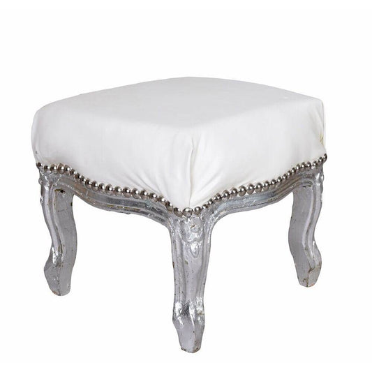 FUSSSCHEMEL BAROCK FUSSHOCKER FUSSBANK ANTIK SILBER WEISS - Palo24
