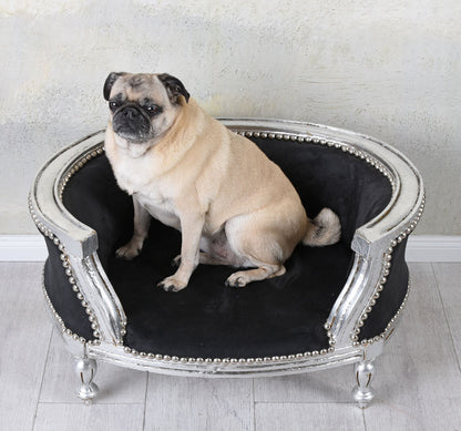 LIT ROYAL POUR CHIEN STYLE BAROQUE CANAPÉ POUR CHIEN BOIS CARLIN BULLY