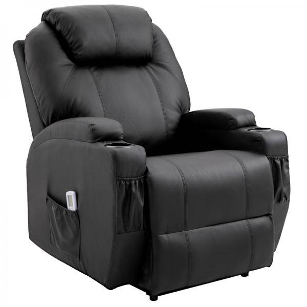 Massagesessel Elektrisch Massagefunktion Liegefunktion Schaumstoff Schwarz - Palo24
