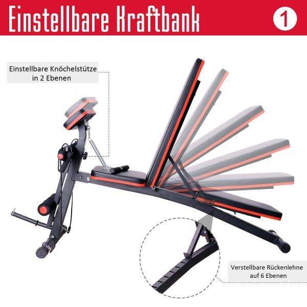 Multifunktion Hantelbank Trainingsbank Schwarz-Rot - Palo24