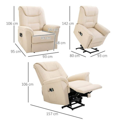 Massagestuhl mit Aufstehhilfe, 8 Vibrationspunkte, Heizfunktion, Fußstütze, Creme - Palo24