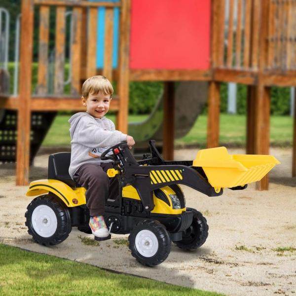 Tretauto Traktor mit Fontlader ab 3 Jahre Schwarz+Gelb - Palo24