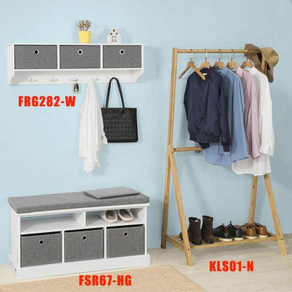 Wandgarderobe Kleiderhaken Flurgarderobe Weiss-Hellgrau - Palo24