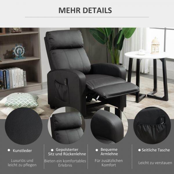 Massagesessel Massagefunktion Liegefunktion 2-Punkt-Massage Schwarz - Palo24