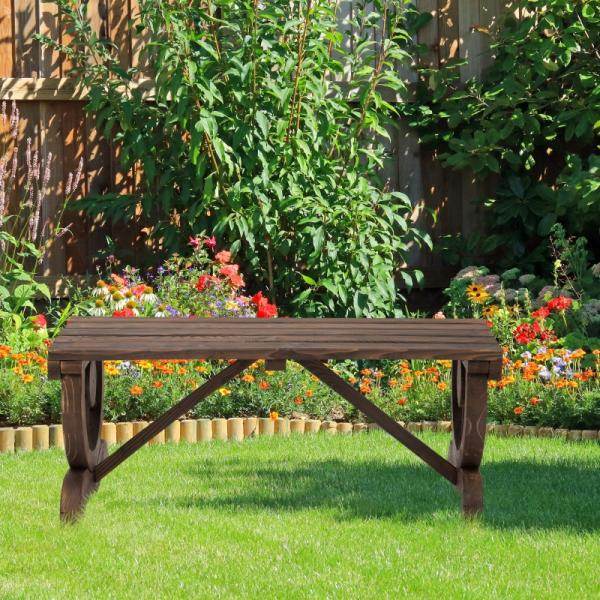 Gartenbank Sitzbank Gartenmöbel Rustikale Bank Massivholz Braun - Palo24