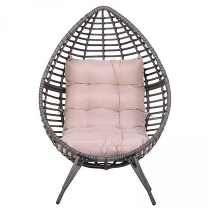Rattansessel Gartensessel Rattanstuhl Sitzkissen Metall Beige - Palo24
