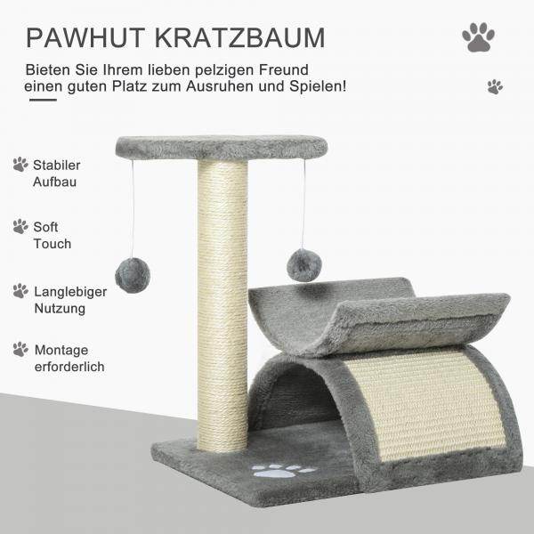 Katzenbaum Spielbaum mit Ball Katzenkratzbaum Kratzbaum Katzen Hellgrau - Palo24