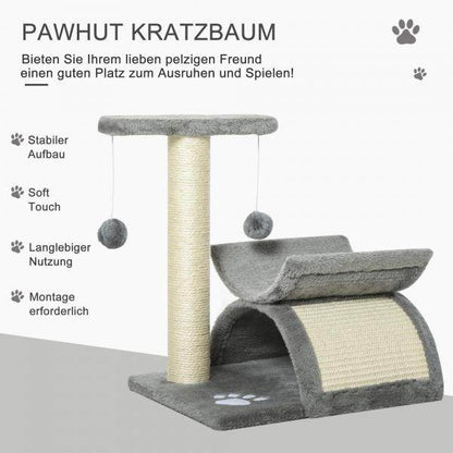 Katzenbaum Spielbaum mit Ball Katzenkratzbaum Kratzbaum Katzen Hellgrau - Palo24