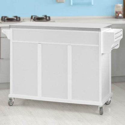 Kücheninsel Küchenwagen mit Edelstahlplatte Küchenschrank Weiss - Palo24