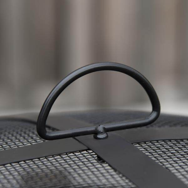 Feuerschale Feuerkorb mit Funkenschutz Grillrost Garten BBQ Schwarz+Braun - Palo24