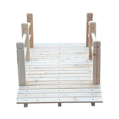 Gartenbrücke Holzbrücke Teichbrücke Zierbrücke mit Geländer bis 180 kg Tannenholz Natur - Palo24