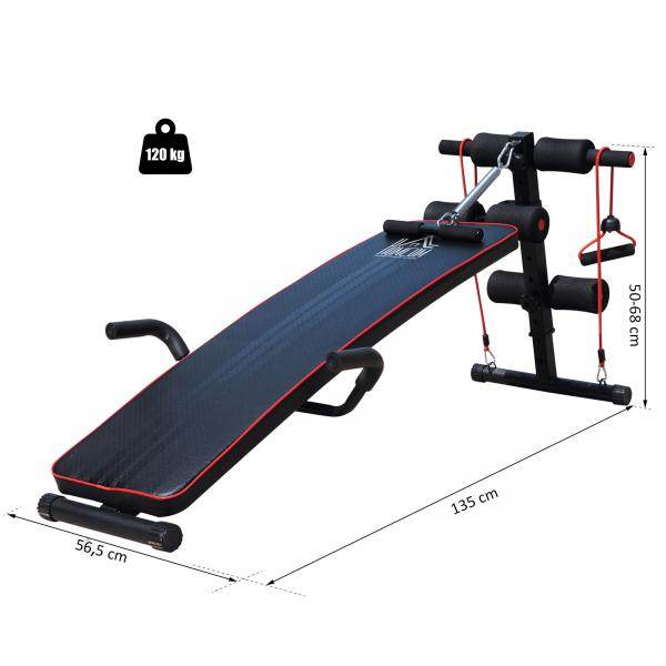 Sit Up Bank Bauchtrainer Trainingsbank Widerstandsbänder Stahl - Palo24