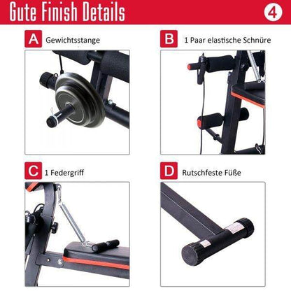 Multifunktion Hantelbank Trainingsbank Schwarz-Rot - Palo24