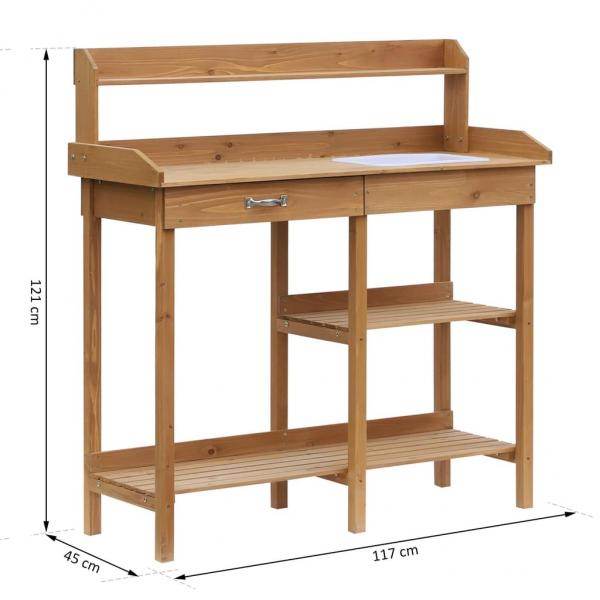 Pflanztisch mit Wanne Tannenholz H112cm Natur - Palo24