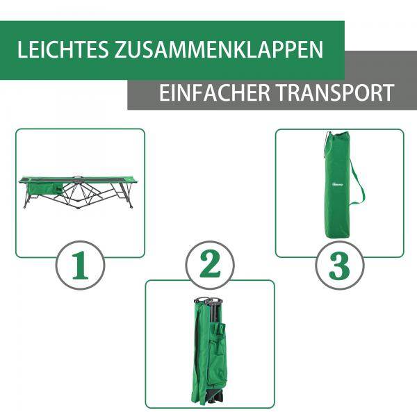 Campingbett Breite klappbar Einzelperson grün schwarz - Palo24