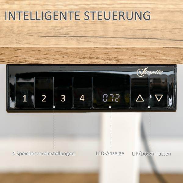 Elektrischer Schreibtisch Natur Weiss 140cm x 70 cm x 116 cm - Palo24