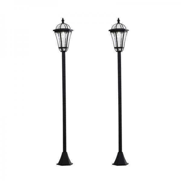Gartenleuchte Solar Gartenlaterne 2er Set LED 6-8 Stdn. Edelstahl H129cm - Palo24