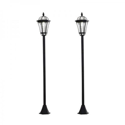 Gartenleuchte Solar Gartenlaterne 2er Set LED 6-8 Stdn. Edelstahl H129cm - Palo24