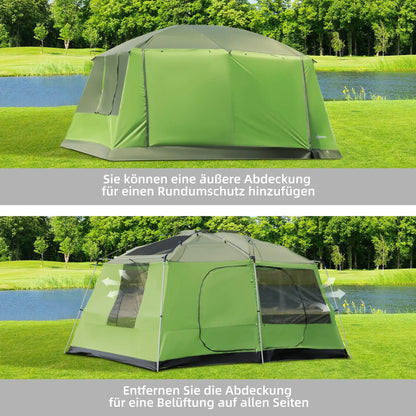 Tente de camping 2 cabines de couchage tente dôme tente familiale 4-8 personnes