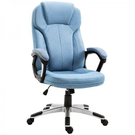Bürostuhl Drehstuhl höhenverstellbar Wippfunktion und gepolsterte Armlehnen Ergonomisch Hellblau Leinen - Palo24