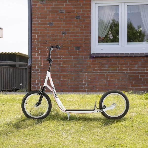 Kinderroller Scooter Tretroller Cityroller Kickscooter Kickboard mit Luftreifen Faltbar 16 Zoll Weiss - Palo24