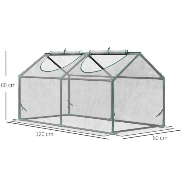 Foliegewächshaus mit Fenster PVC Treibhaus Tomatenhaus Frühbeet 120 x 60 x 60 cm Transparent - Palo24