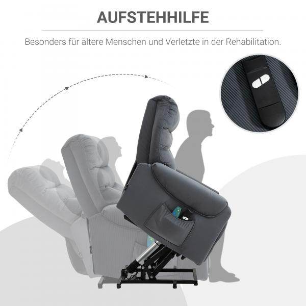 Fernsehsessel mit Aufstehhilfe Massage Dunkelgrau - Palo24