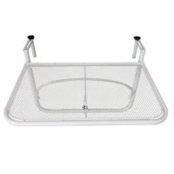 Balkonhängetisch Hängetisch höhenverstellbar viereckig Terrasse Metall Weiss L60 x B56,5 x H45 cm - Palo24