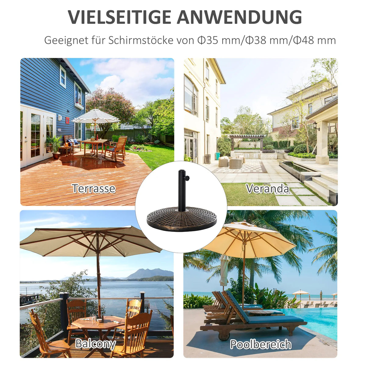 Sonnenschirmständer Schirmhalter 25 kg Rattanoptik Antik Bronze