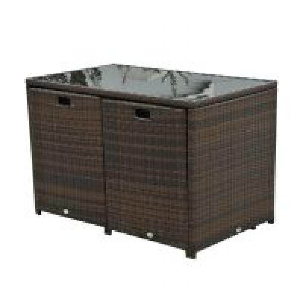5tlg. Polyrattan Rattan Essgruppe Gartenset Sitzgruppe Sofa Garnitur Stahl Braun+Khaki - Palo24