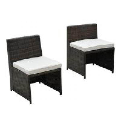 5tlg. Polyrattan Rattan Essgruppe Gartenset Sitzgruppe Sofa Garnitur Stahl Braun+Khaki - Palo24