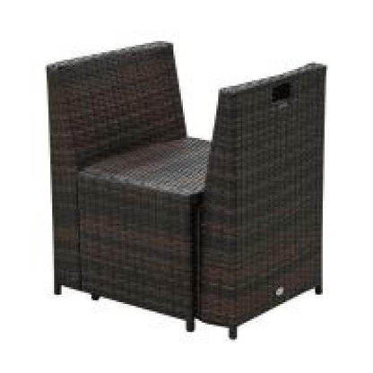 5tlg. Polyrattan Rattan Essgruppe Gartenset Sitzgruppe Sofa Garnitur Stahl Braun+Khaki - Palo24