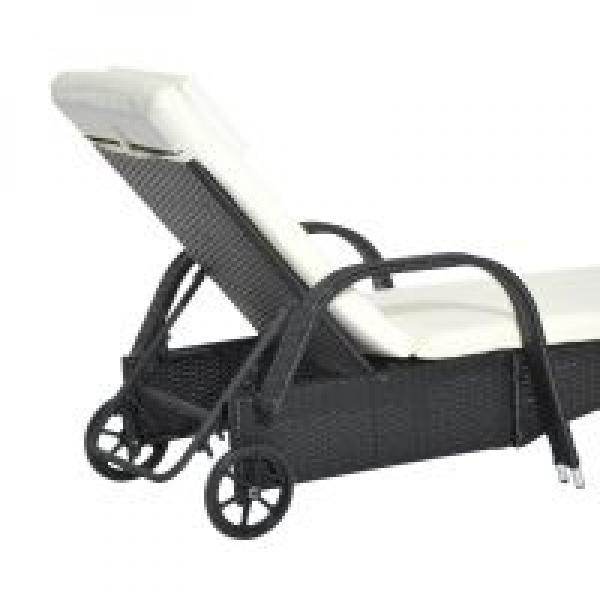 Mobile Gartenliege schwarz Rattanliege Polyrattan - Palo24