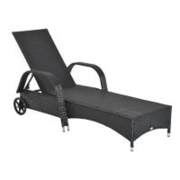 Mobile Gartenliege schwarz Rattanliege Polyrattan - Palo24